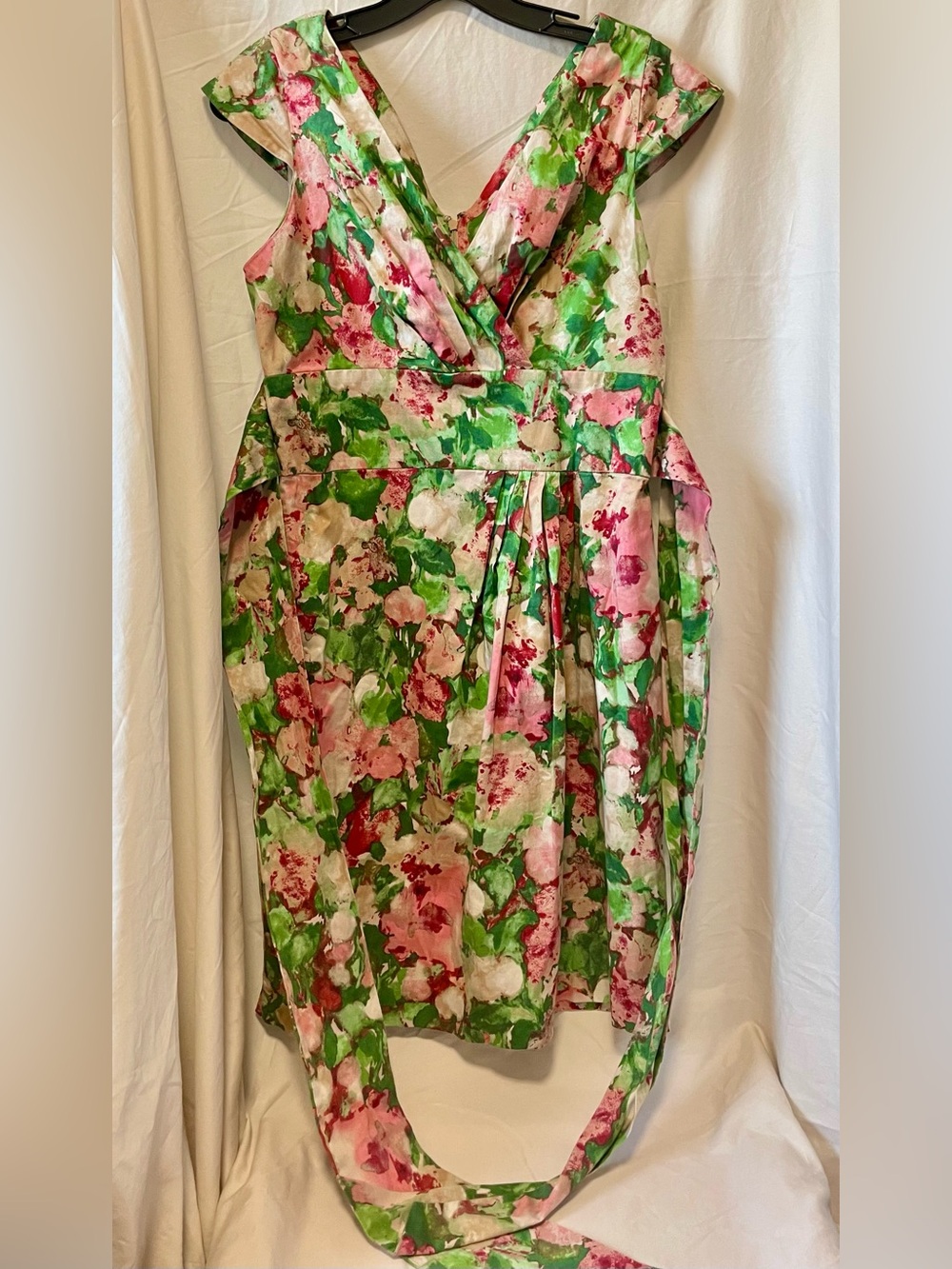 Talbots Floral Fit-and-Flare Dress in Pink, Green, White